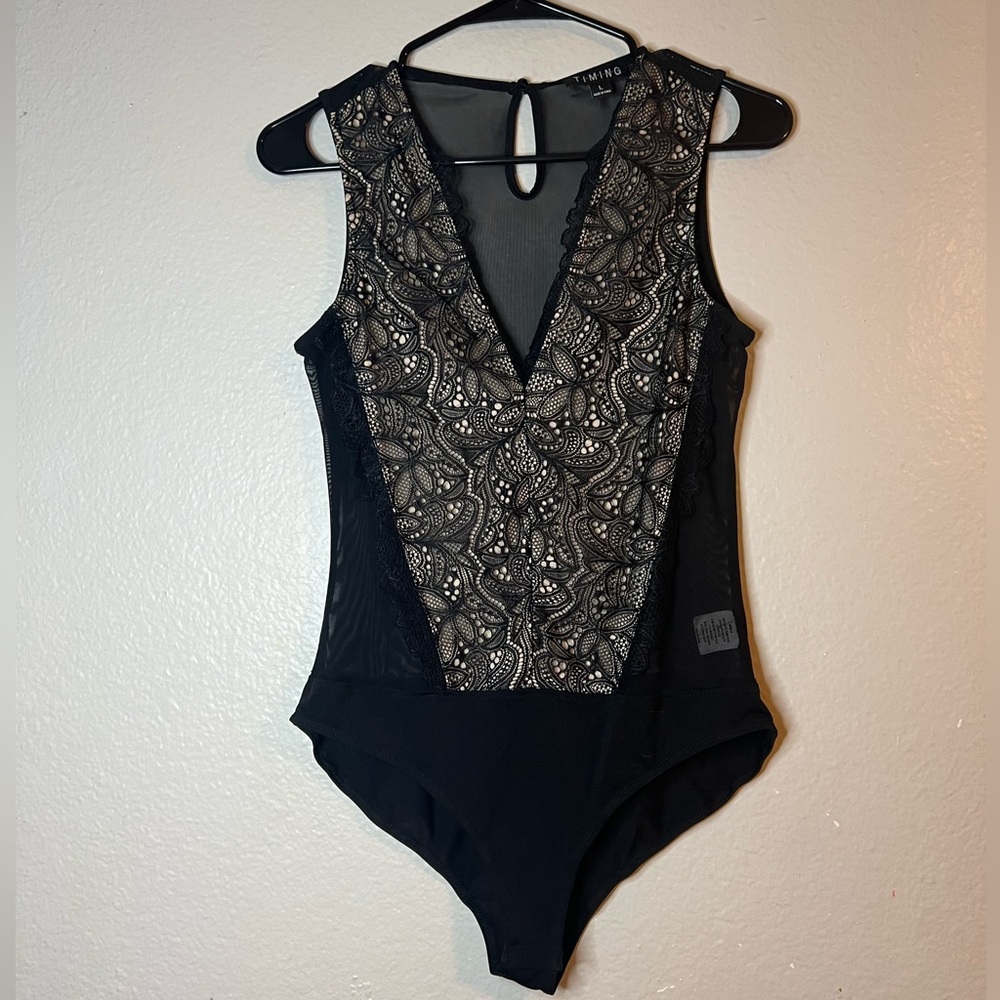 TIMING INTIMATES lace detailed Bodysuit Large